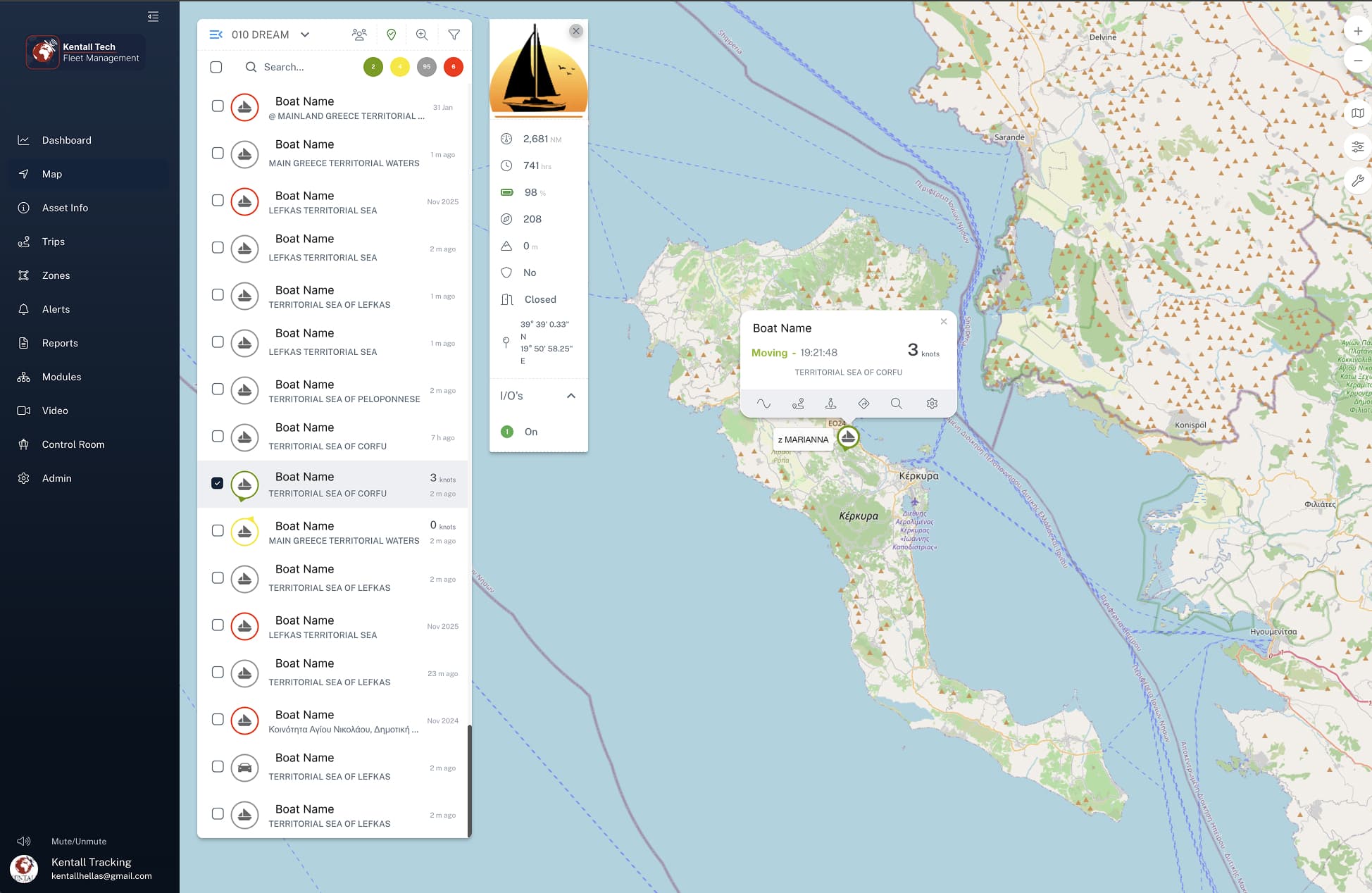 The live map with your whole fleet