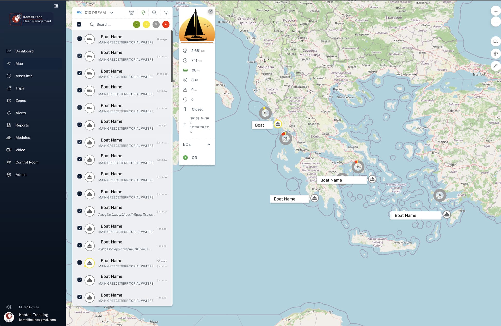 The live map with your whole fleet