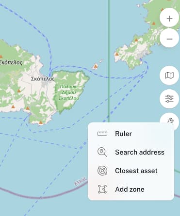 The quick map tools on the right edge of the screen