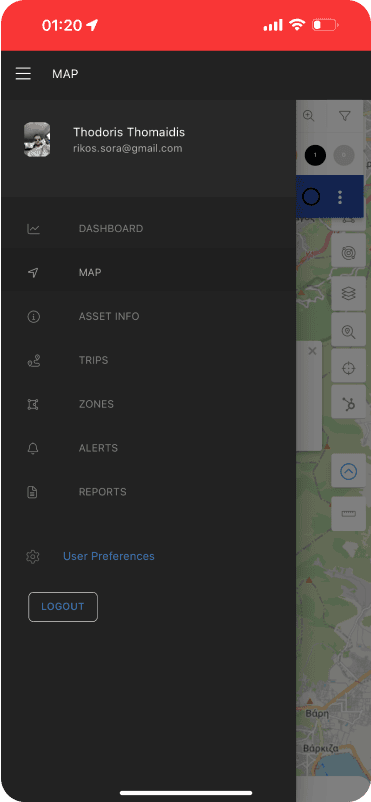 Mobile web app screen 1