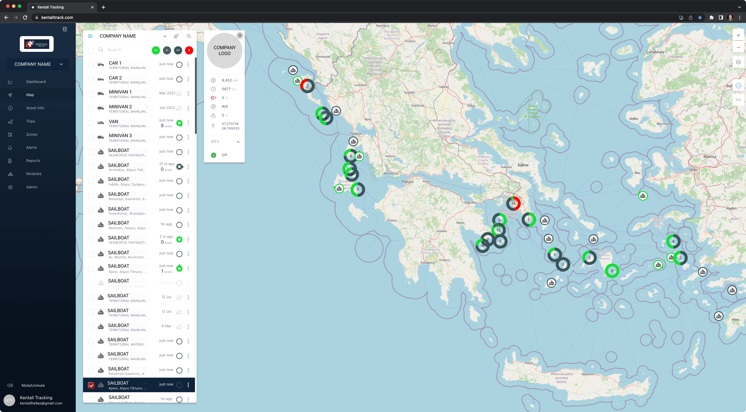 Live fleet map for Charter Fleet Tracking