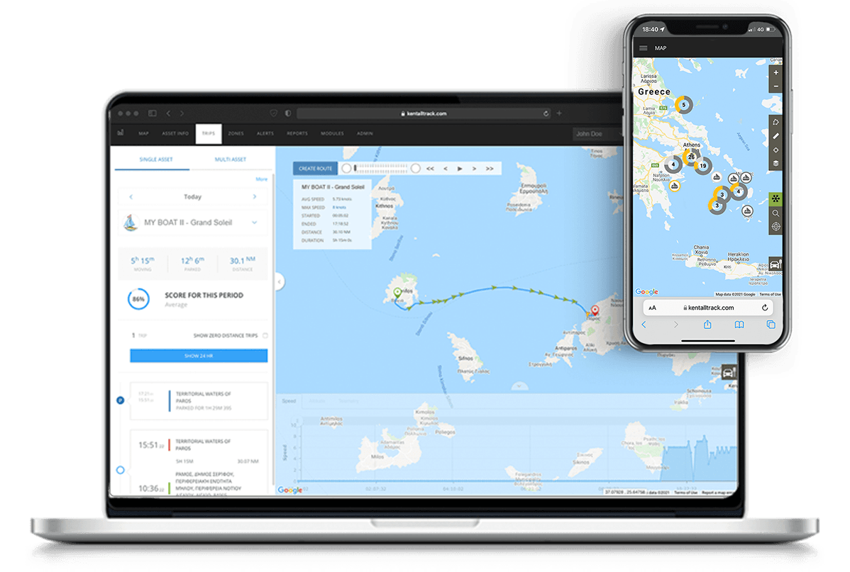 The Kentall tracking platform on a laptop and a smartphone