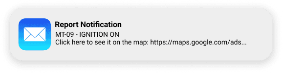 Email alert with the motorcycle location details