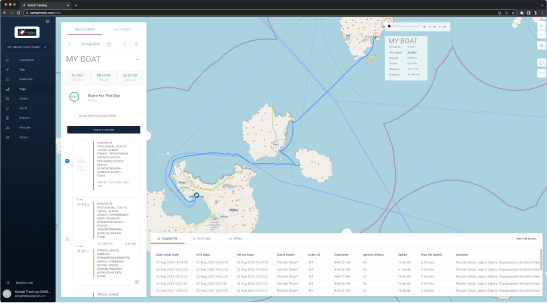 Trip replay of a Sailboat VAT Tracking (ΠΟΛ.1240/2018) route on the map